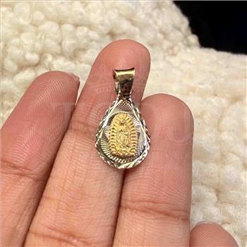 14K Tri Color Gold Religious Stamp Pendant