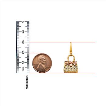 14K Tri Color Gold cubic zirconia Purse Clip Charm Pendant