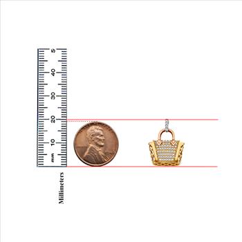 14K   Tri Color Gold Cubic zirconia Purse Charm Pendant