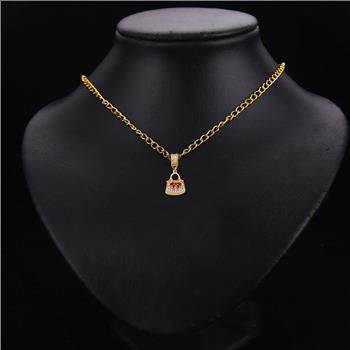 14K  Yellow Gold Cubic zirconia Purse Charm Pendant