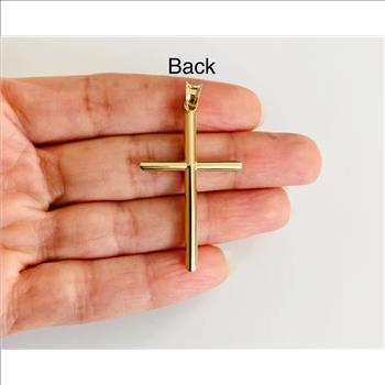 14K Yellow Gold Hollow Round Tube Cross