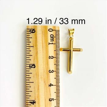 14K Yellow Gold Hollow Round Tube Cross