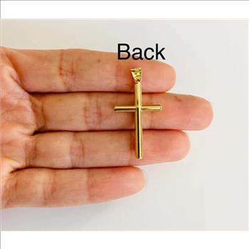 14K Yellow Gold Hollow Round Tube Cross