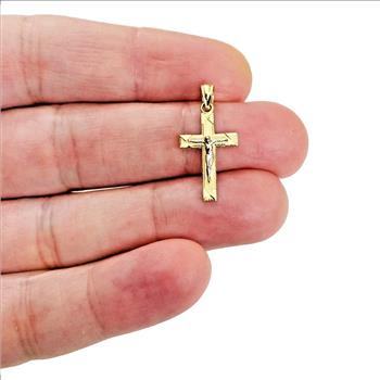 14K Two Tone Gold Crucufix Cross Pendant