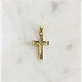 14K Two Tone Gold Crucufix Cross Pendant