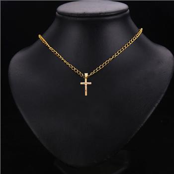 14K Two Tone Yellow and Rose Gold Crucifix Pendant - Suitable for Men & Women - 19 mm X 12 mm