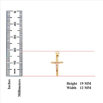 14K Two Tone Yellow and Rose Gold Crucifix Pendant - Suitable for Men & Women - 19 mm X 12 mm