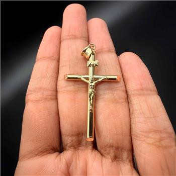 14K Yellow Gold Crucufix Cross Pendant