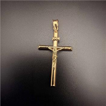 14K Yellow Gold Crucufix Cross Pendant