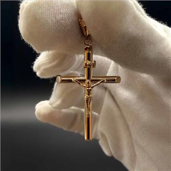 14K Yellow Gold Crucufix Cross Pendant