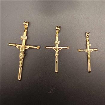 14K Yellow Gold Crucufix Cross Pendant