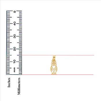 14K Yellow Gold Owl Pendant 15mm x 7mm