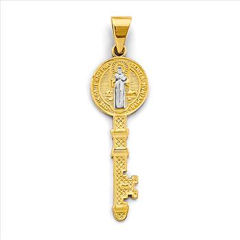 14K Two Tone Gold Key San Benito Pendant