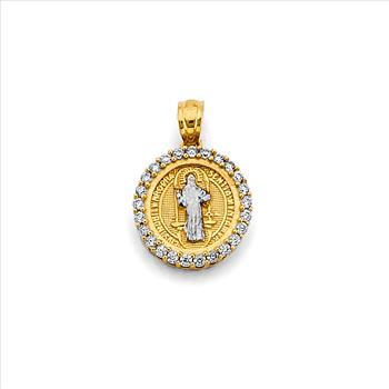 14K Two Tone Gold Cubic zirconia San Benito Pendant