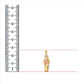 14K Tri Color Gold Cubic zirconia St. Jude Thaddues 3D Pendant