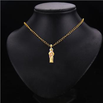 14K Tri Color Gold Cubic zirconia St. Jude Thaddues 3D Pendant