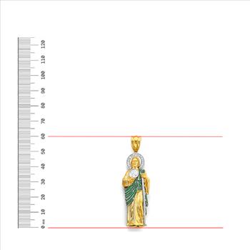 14K  Yellow Gold Cubic zirconia St. Jude Thaddues 3D Pendant