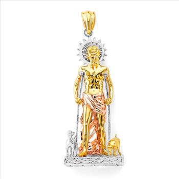 14K Tri Color Gold Cubic zirconia San Lazaro 3D Pendant