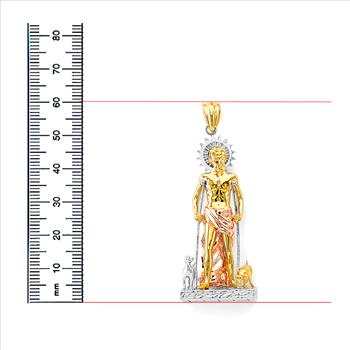14K Tri Color Gold Cubic zirconia San Lazaro 3D Pendant