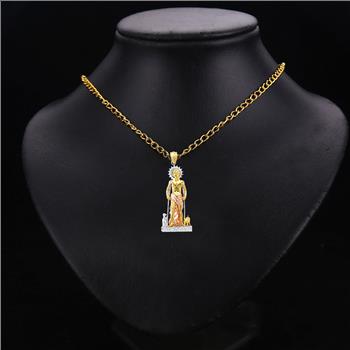 14K Tri Color Gold Cubic zirconia San Lazaro 3D Pendant