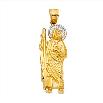 14K Two Tone Gold  St. Jude Thaddeus 35mm Pendant