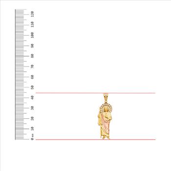 14K Two Tone Cubic zirconia St. Jude Thaddeus Pendant