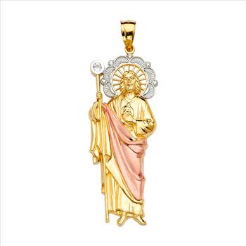 14K Tri Color Gold San Judas Pendant