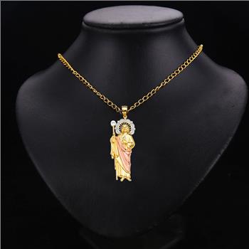 14K Tri Color Gold San Judas Pendant