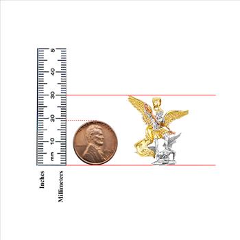 14K Tri Color Gold St. Michael 3D Pendant