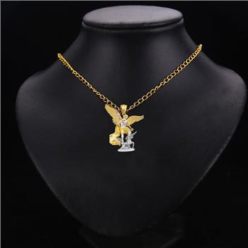 14K Tri Color Gold St. Michael 3D Pendant