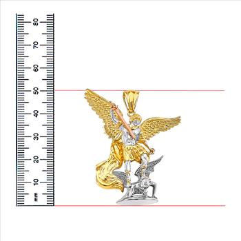 14K Tri Color Gold St. Michael 3D Pendant