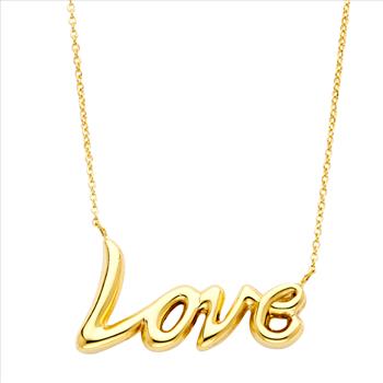 14K Yellow Gold  Love Necklace - 17+1