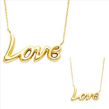 14K Yellow Gold  Love Necklace - 17+1