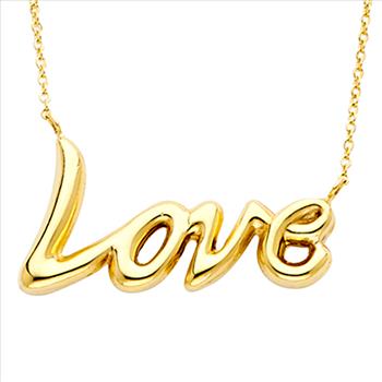 14K Yellow Gold  Love Necklace - 17+1