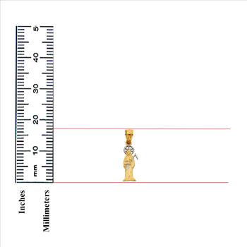 14K Two Tone Yellow and White Gold Devil Religious Pendant - 17 mm X 5 mm