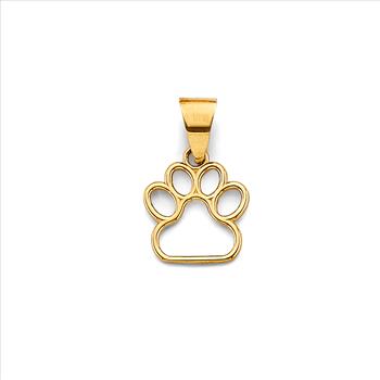 14K Yellow Gold Dog Paw Pendant