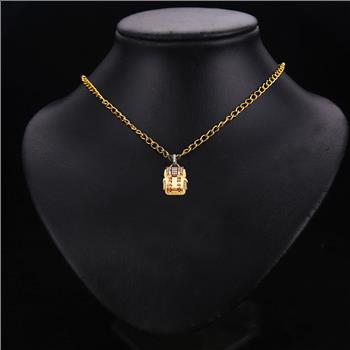 14K  Tri Color Gold Cubic zirconia Bag Charm Pendant