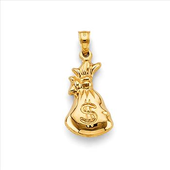 14K Yellow Gold Money Bag Charm