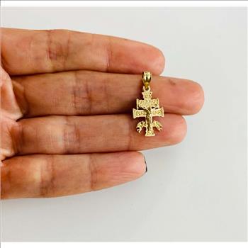 14K Yellow Gold Cross of Caravaca Pendant