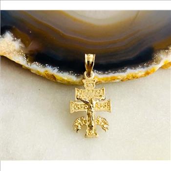 14K Yellow Gold Cross of Caravaca Pendant