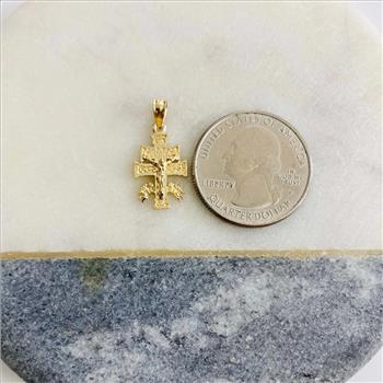 14K Yellow Gold Cross of Caravaca Pendant
