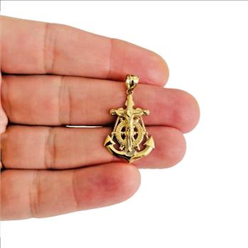 14K Yellow Gold Mariner Crucufix Pendant