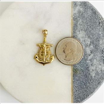 14K Yellow Gold Mariner Crucufix Pendant