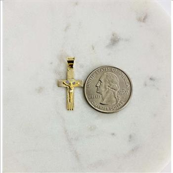 14K Yellow Gold Crucufix Stamp Pendant