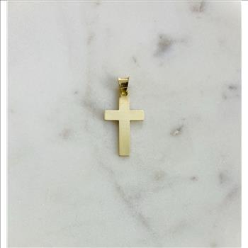 14K Yellow Gold Crucufix Stamp Pendant