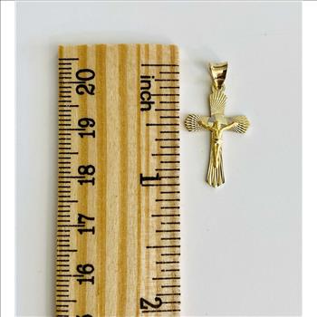 14K Yellow Gold Crucufix Stamp Pendant