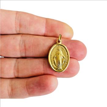 14K Yellow Gold Virgin Mary Medal