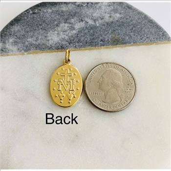 14K Yellow Gold Virgin Mary Medal