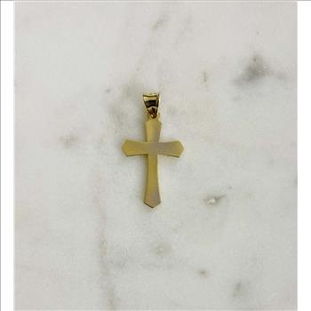 14K Yellow Gold Crucufix Stamp Pendant