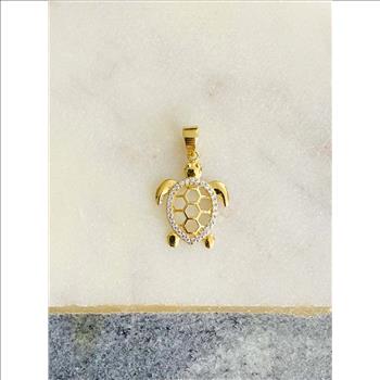 14K Two Tone Gold Turtle Pendant